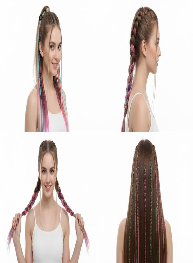 ريتزكارت وصلات شعر مضفرة من ريتزكارت للنساء والفتيات والأطفال، بطول 10-12 بوصة، بأربعة ألوان مختلفة، مناسبة لعمل ذيل الحصان (عبوة من 4 قطع) - Image 5