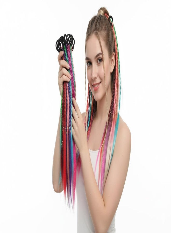 ريتزكارت وصلات شعر مضفرة من ريتزكارت للنساء والفتيات والأطفال، بطول 10-12 بوصة، بأربعة ألوان مختلفة، مناسبة لعمل ذيل الحصان (عبوة من 4 قطع) - Image 1