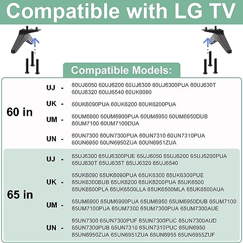 Maozhren طقم براغي لقاعدة تلفاز LG، لبراغي أرجل تلفاز LG بحجم 60 65 بوصة، 60UJ6050 60UJ6540 60UK6090 60UM6900 60UN7300 65UJ6300 65UK6090 65UM6900 65UM7300PUA 65UN6950 - Image 2