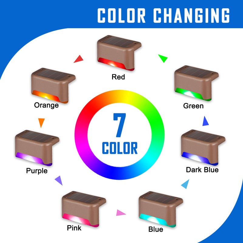 SOLPEX Color Changing Solar Deck Lights, 16 Pack Waterproof LED Lights for Decks, Stairs, Fences, Yards and Patios - Image 4