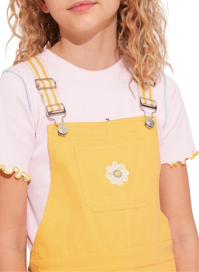 VERO MODA Girls Yellow Floral Dungaree - Image 4