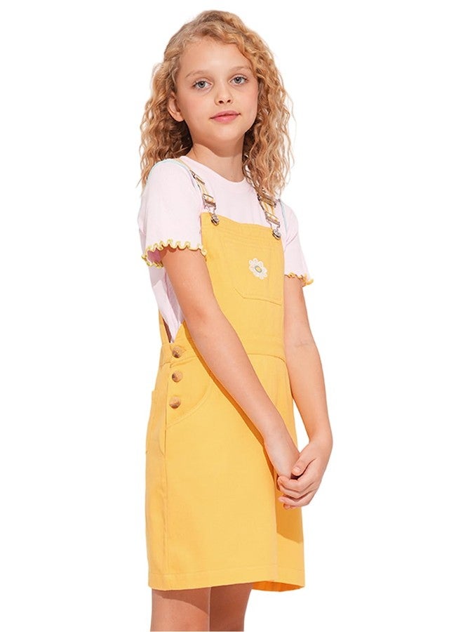 VERO MODA Girls Yellow Floral Dungaree - Image 2