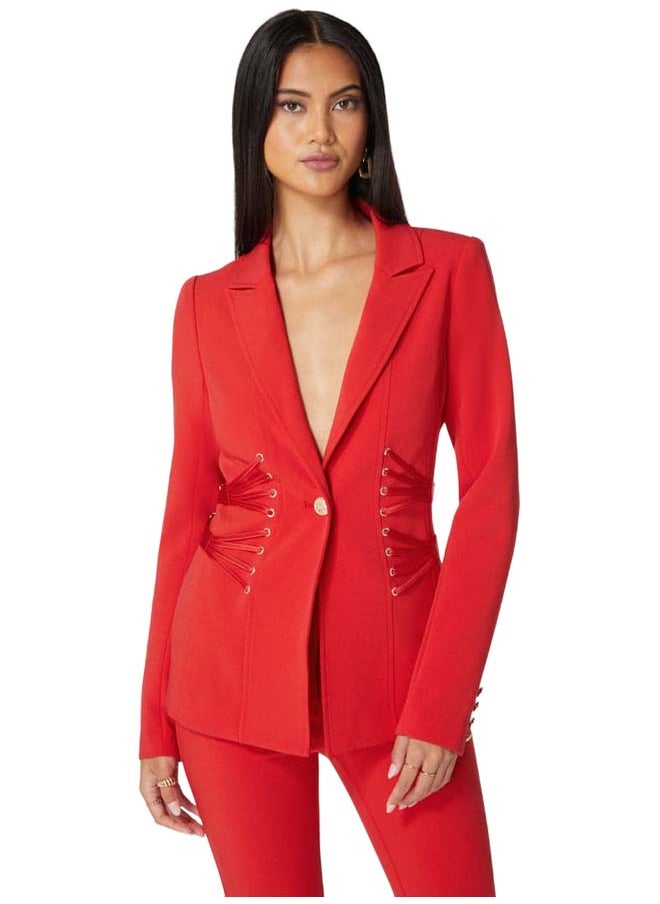 bebe - Satin Detail Tailored Woven Twill Blazer - Image 1