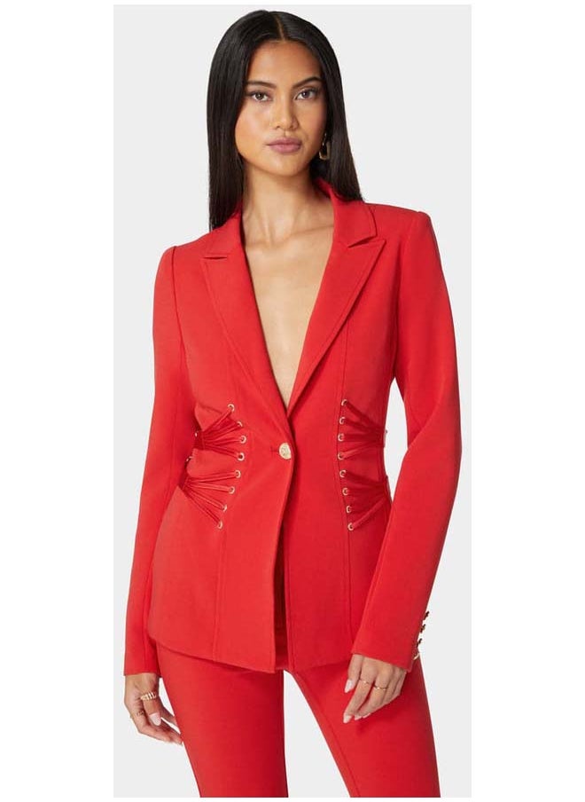 bebe - Satin Detail Tailored Woven Twill Blazer - Image 1