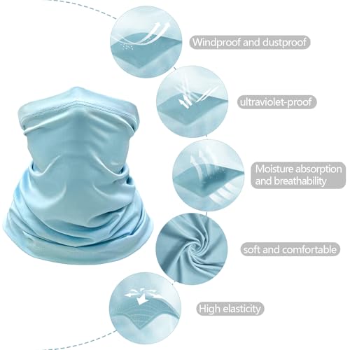 Beurlike 6 Pack Cooling Neck Gaiter Face Cover Mask Summer Breathable Dust UV Bandana Scarf for Men Women Fishing Running Cycling(6PCS Multicolor Light) - Image 3