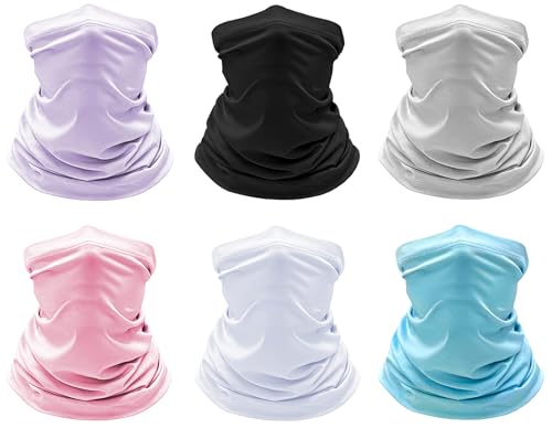 Beurlike 6 Pack Cooling Neck Gaiter Face Cover Mask Summer Breathable Dust UV Bandana Scarf for Men Women Fishing Running Cycling(6PCS Multicolor Light) - Image 1