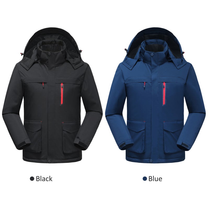 Heated Jacket: 100% Polyester Water-Repellent Windproof Soft Fleece Lining USB Heated Jacket - 3 Heating Zones 3 Adjustable Temperature Settings Detachable Hood Adjustable Wrist Straps 4 Exterior Pock - Image 2