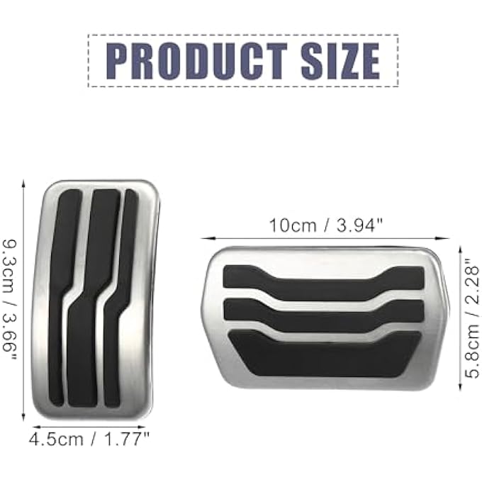2 Pcs Accelerator Pedal and Brake Pedal Cover Set Car Pedal Pad Vehicle Pedal Cover for Ford Escape 2001-2022 Metal Rubber Silver Tone Black - Image 5