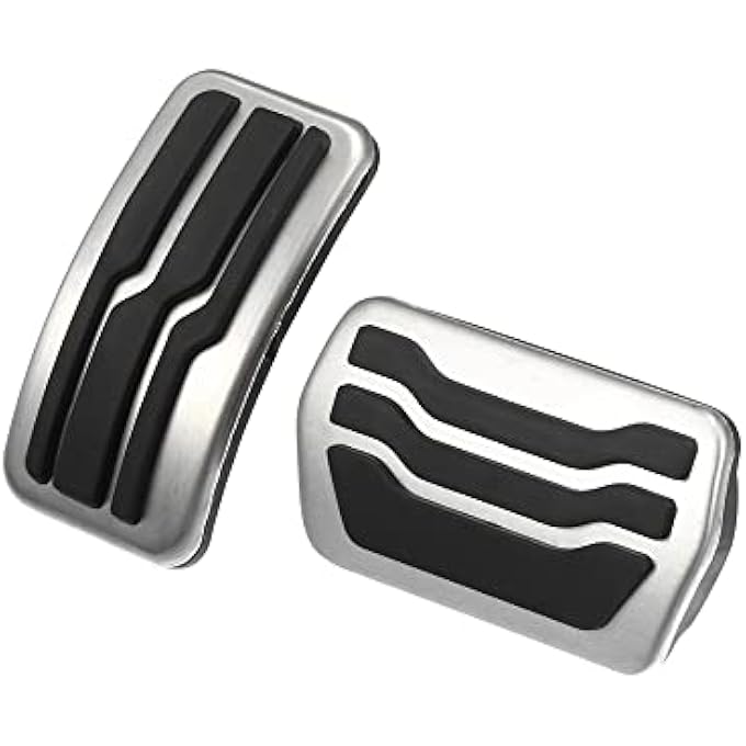 2 Pcs Accelerator Pedal and Brake Pedal Cover Set Car Pedal Pad Vehicle Pedal Cover for Ford Escape 2001-2022 Metal Rubber Silver Tone Black - Image 2
