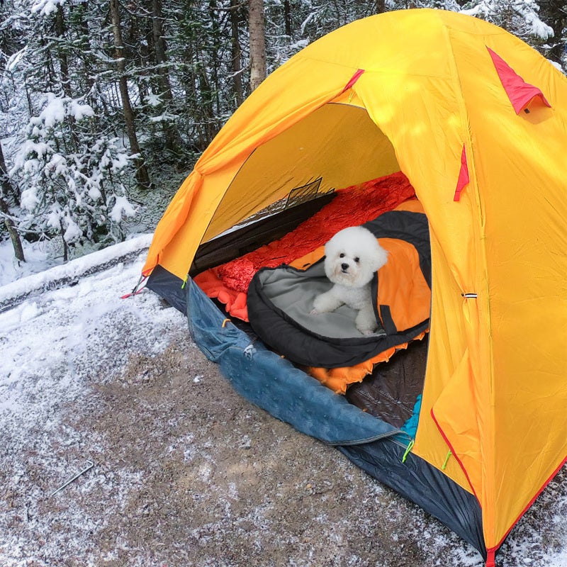 Heated Dog Sleeping Bag: Orange, 3 Adjustable Temperature Levels, Portable With Stuff Sack - Power Bank Compatible, Easy Zipper & Hook And Loop Design for Outdoor Camping, Hiking, Travel - Image 4