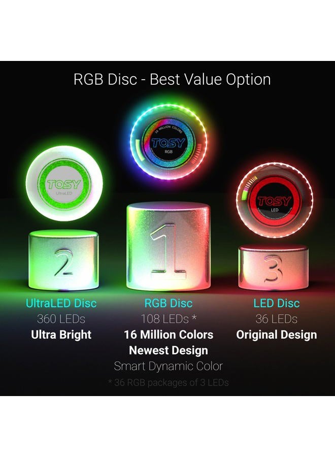TOSY Flying Disc - 108 RGB Multicolor LEDs, Super Bright, Smart Modes, Christmas Stocking Stuffers Gift, Camping Toy for Kid/Teen/Adult, Auto Light Up, Rechargeable, Waterproof, 175g - Image 2