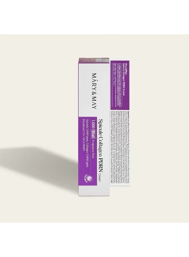 Mary & May  كريم سبيكول كولاجين PDRN - مرطب كوري للوجه مع شويكات بحرية وكولاجين فرنسي - علاج لمرونة حاجز البشرة، سيراميد بانثينول للبشرة الحساسة، 15 غ / 0.5 أونصة - Image 4