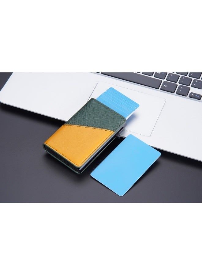 baellerry Men's Color Card Bag Side Push RFID Aluminum Box Card Holder Anti-magnetic Anti-theft Brush Bank Card Sleeve  - Image 4