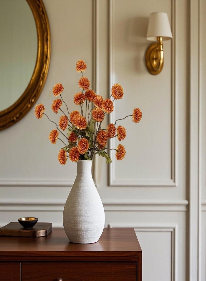 DuHouse 6pcs Artificial Flowers Faux Silk Pompon Mum,Silk Small Mini Chrysanthemum Ball with Stems for DIY Bouquets Centerpieces Vase Home Table Kitchen Decorations(Burnt Orange) - Image 3