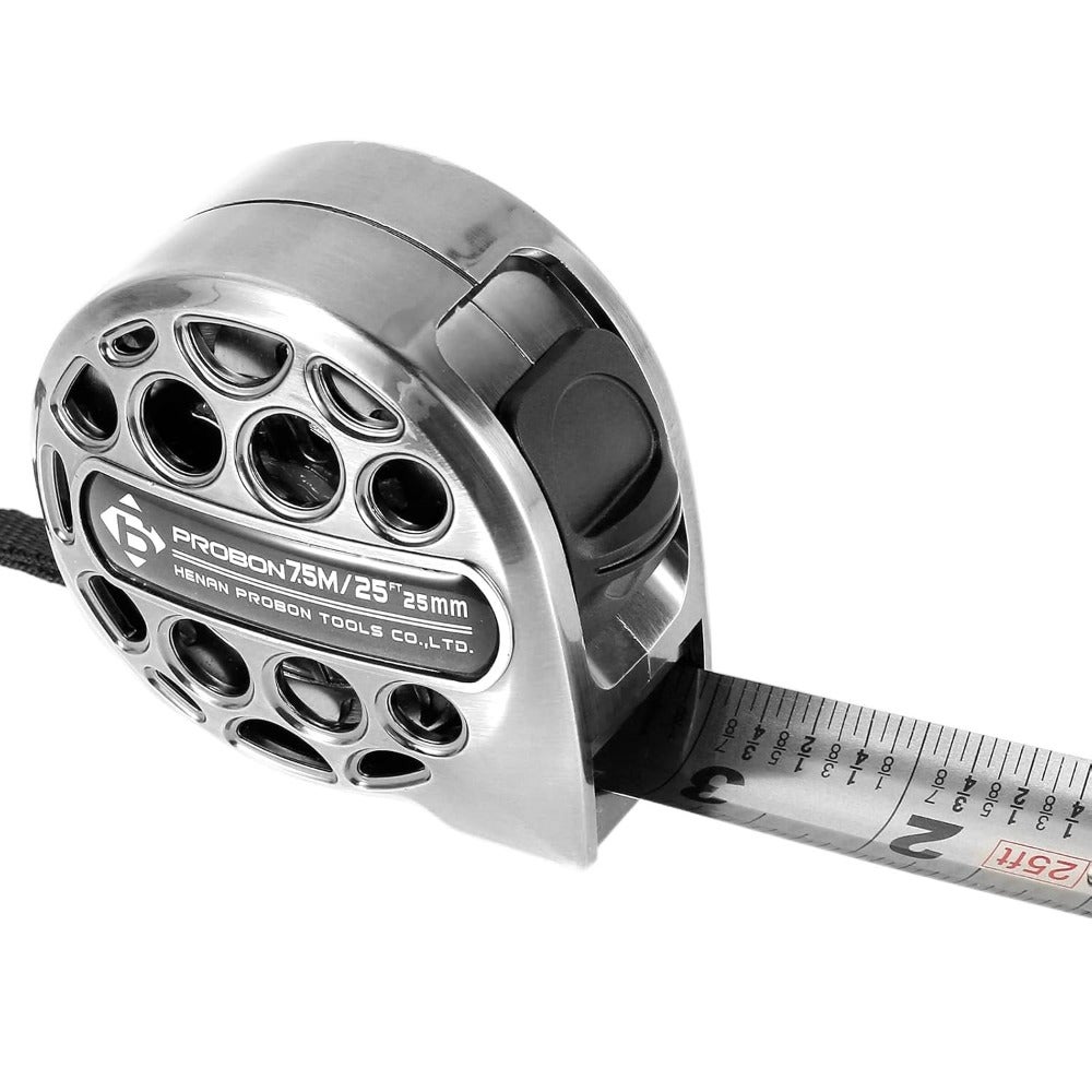 Tape Measure 25FT/ 7.5M Stainless Steel Retractable Measuring Tape Double Side Scale Handy for Construction Household Woodworking