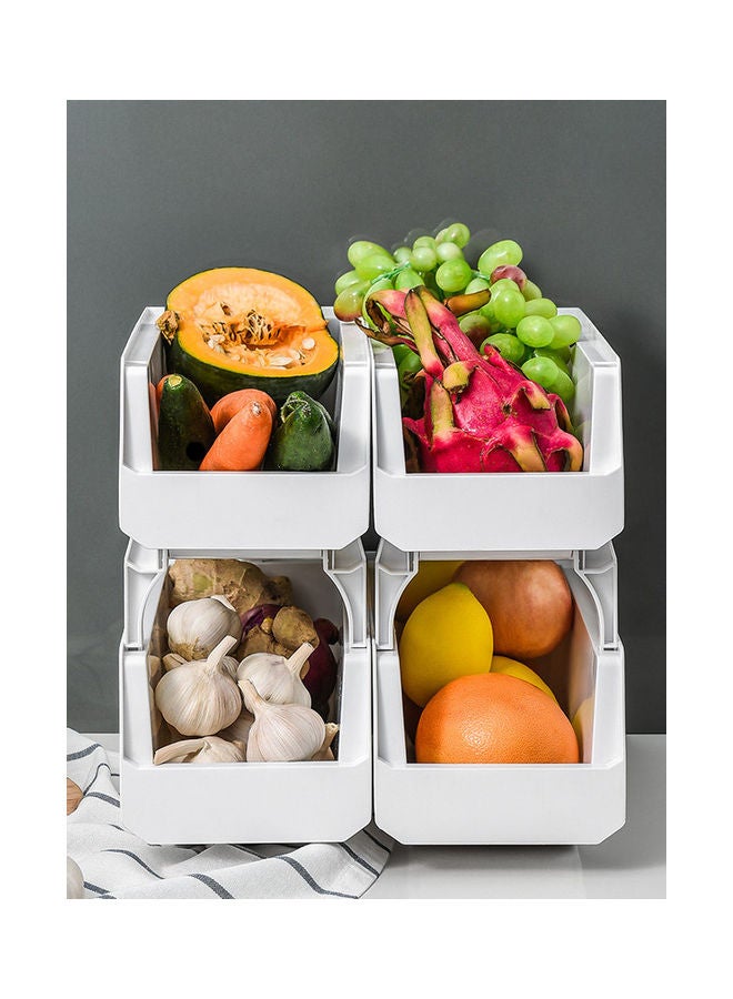 4 Pieces Fruits and Vegetables Storage Box White 30.3x14.6x13cm - Image 5