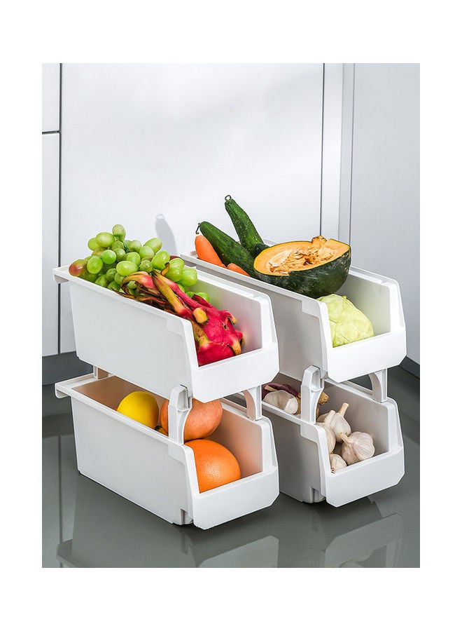 4 Pieces Fruits and Vegetables Storage Box White 30.3x14.6x13cm - Image 1