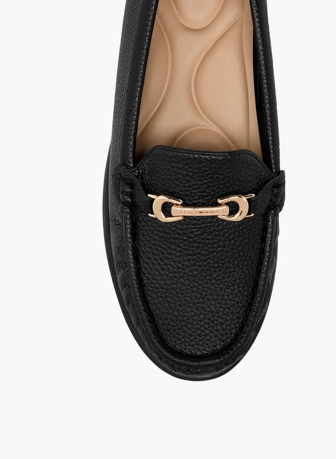 Flora Bella By Shoexpress Metal Accent Loafers with Wedge Heels