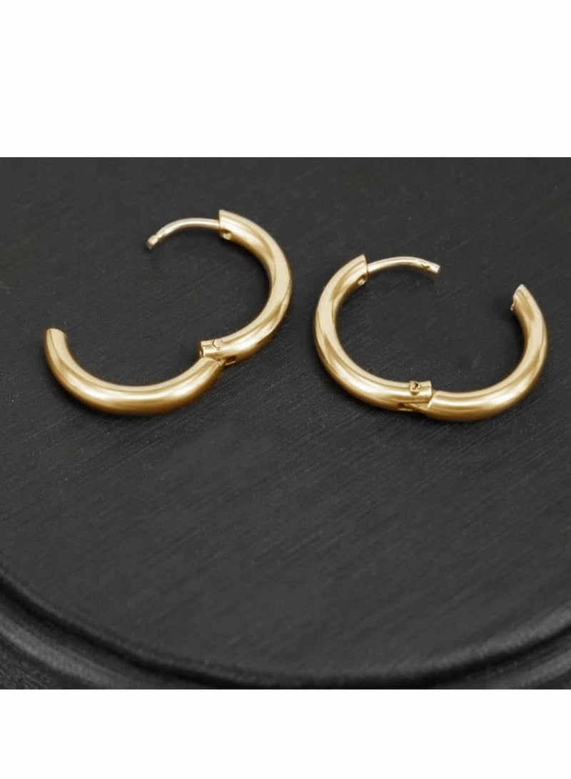 Y&D Stainless Steel Hoop Earrings Set,Medium for Women Men 8mm 10mm 12mm 14mm 16mm,5 Pairs Different Sizes Endless Hinged Hoops Multiple Piercings - Image 3