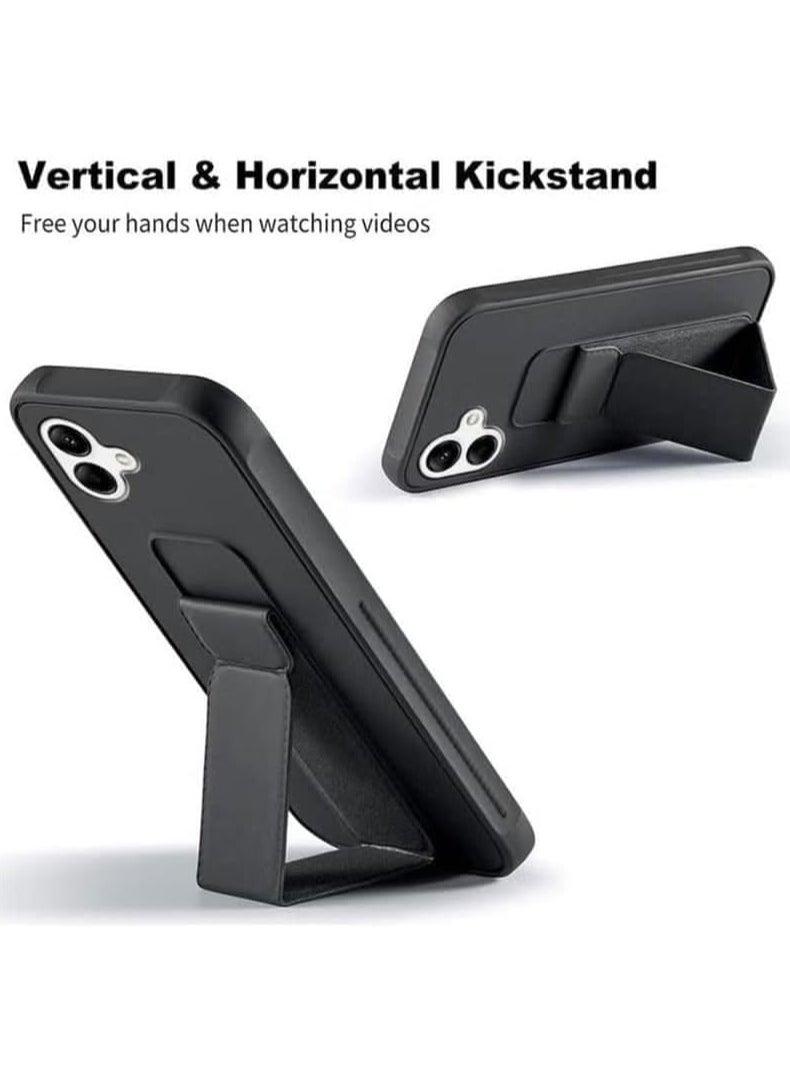 Samsung Galaxy A06 Case with Kickstand and Magnetic Holder, Premium Vertical Strap and Grip with Silicone Holder, multiple viewing positions for Samsung Galaxy A06 (Black)