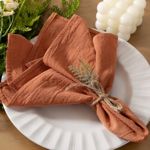 Socomi Cloth Napkins Terracotta Summer Washable Reusable Bulk Linen Cotton Napkins Set of 20 17x17 for Wedding Party Bridal Baby Shower Birthday Dining Table Decorations - Image 1