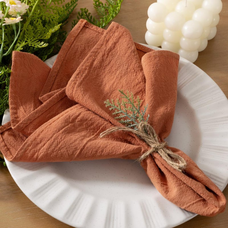 Socomi Cloth Napkins Terracotta Summer Washable Reusable Bulk Linen Cotton Napkins Set of 20 17x17 for Wedding Party Bridal Baby Shower Birthday Dining Table Decorations - Image 2