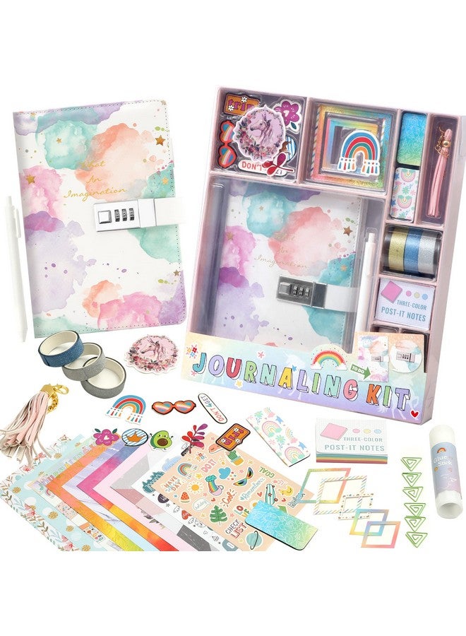 CAGIE DIY Journal Set for Girls Age 8-12, Gifts for 9-11 Year Olds, Diary with Lock for Girls' Birthday Gift, Personalize and Decorate Scrapbooks Kit - Image 1