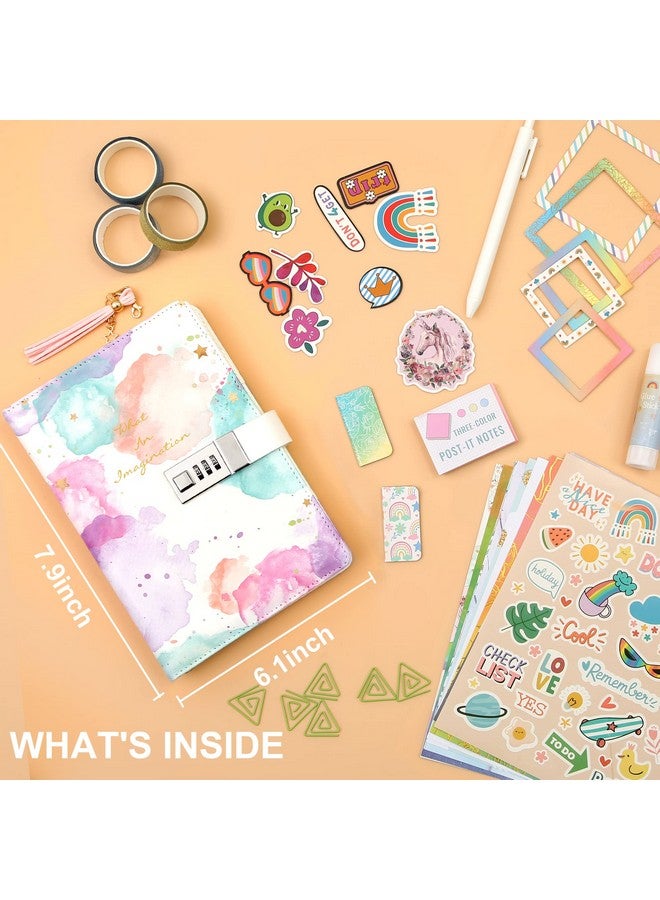 CAGIE DIY Journal Set for Girls Age 8-12, Gifts for 9-11 Year Olds, Diary with Lock for Girls' Birthday Gift, Personalize and Decorate Scrapbooks Kit - Image 2