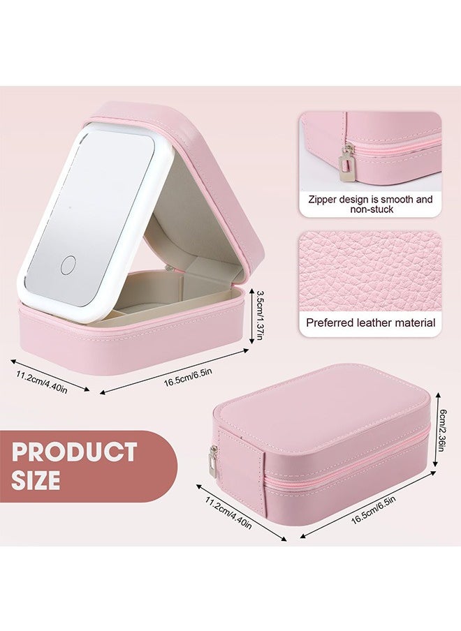 Travel Makeup Jewelry Case with LED Mirror, Small Makeup Bag with Lighted Mirror, Three-Color Adjustable Makeup Mirror Storage Box, Portable Organizer Vanity Case for Women Beauty Tools - pzsku/Z58B82299C42A7F08873FZ/45/_/1720167539/b135c380-e4d0-49c0-9dcf-9dd67e13d5d2
