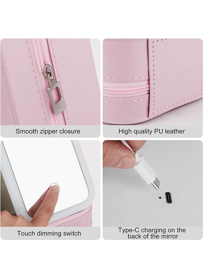 Travel Makeup Jewelry Case with LED Mirror, Small Makeup Bag with Lighted Mirror, Three-Color Adjustable Makeup Mirror Storage Box, Portable Organizer Vanity Case for Women Beauty Tools - pzsku/Z58B82299C42A7F08873FZ/45/_/1720167548/01f8743f-926c-4b31-89b0-173403cbf476