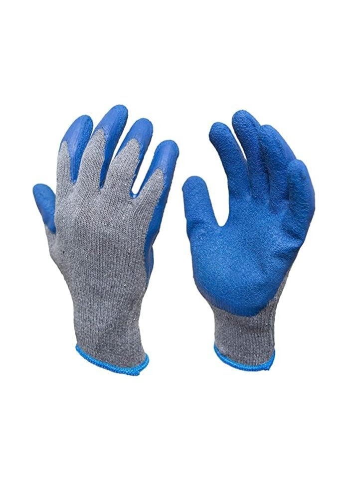 RACO RACO Rubber Latex Double Coated Work Gloves for Construction Gardening Gloves Heavy Duty Cotton Blend Blue Work Gloves  - Image 1