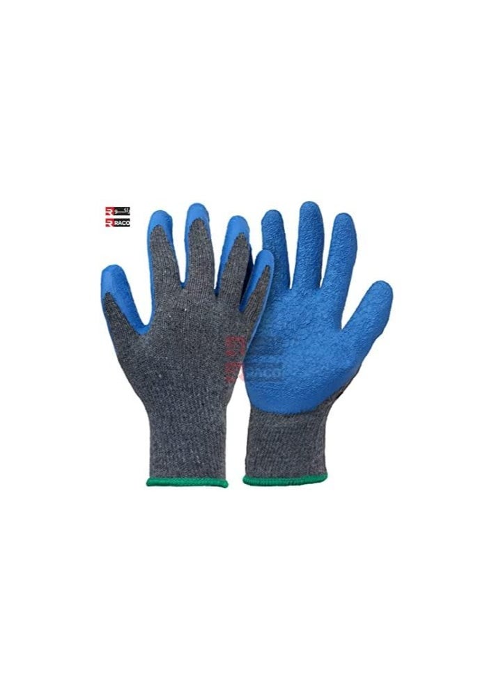 RACO RACO Rubber Latex Double Coated Work Gloves for Construction Gardening Gloves Heavy Duty Cotton Blend Blue Work Gloves  - Image 2