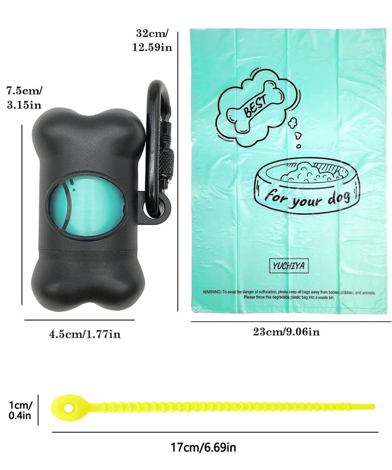 YUCHIYA Dog Poop Pickup Bags Holder Dispenser with Standard-Sized Leak-Proof Scented Doggy Waste Bags and Carabiner with Safety Lock&Fastener Never Loose on Leash Lead Again (2 Holders 30 Bags, Black) - Image 5