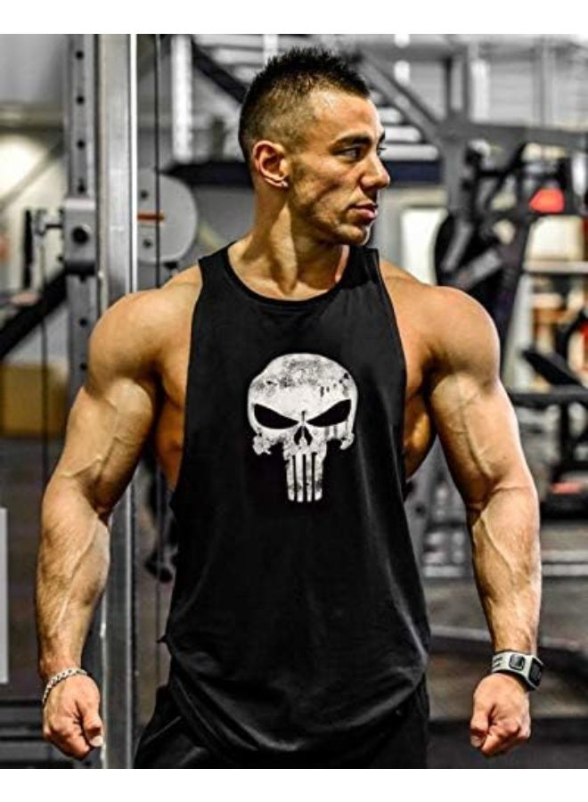 NAKXUS Mens Vest Muscle Bodybuilding Skull Gym Tank Top T-Shirt Sleeveless Fitness Men Musculation Tops - Image 4