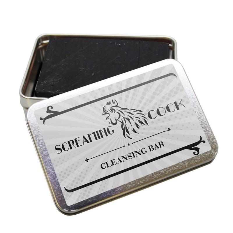 Screaming Cock Cleansing Bar  Funny Vintage Crowing Rooster Design  Novelty Bath Soap for Men  Black Soap Handcrafted Made in the USA Contains Activated Charcoal