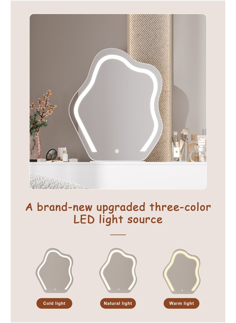 Elegant and Efficient Smart Dressing Table for Contemporary Living Spaces with LED on table and Mirror