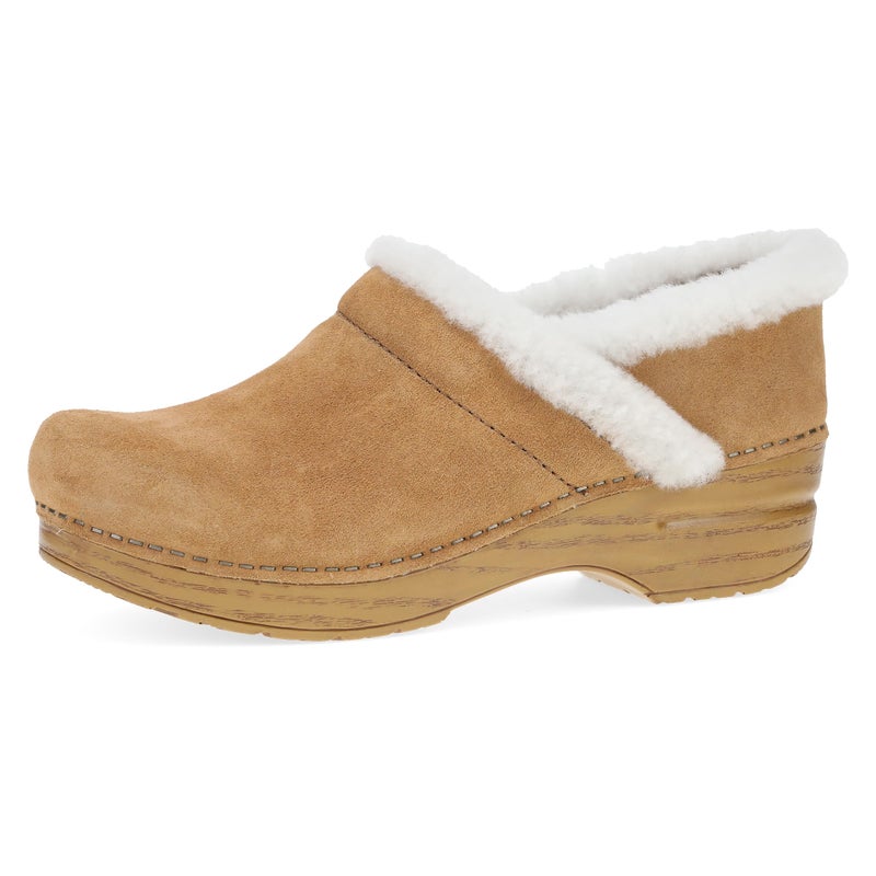 Dansko Pro Cozy Slip-On Clogs for Women - Rocker Sole and Arch Support for Comfort - Shearling Trim Details Cozy 8.5-9 M US Tan - Image 1