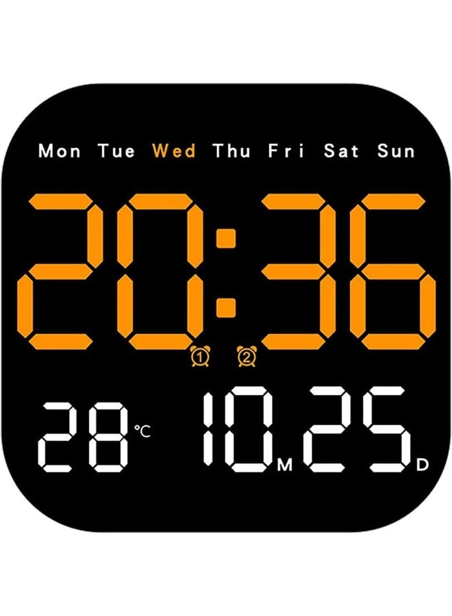 KITCHENOO Multifunctional digital clock for home and office, LED digital wall clock with large display, adjustable, displays date, day of the week, and temperature. - Image 1