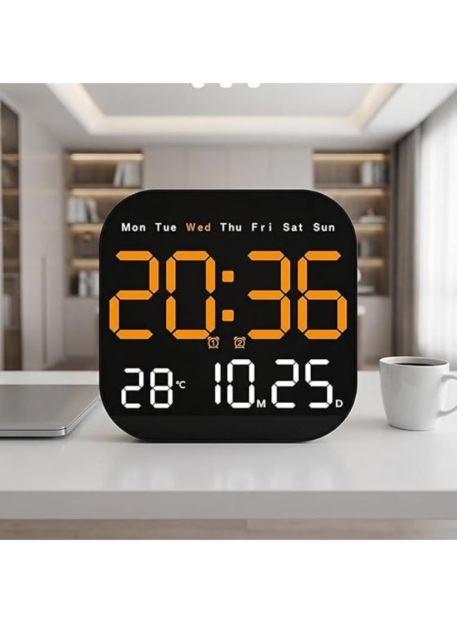 KITCHENOO Multifunctional digital clock for home and office, LED digital wall clock with large display, adjustable, displays date, day of the week, and temperature. - Image 2