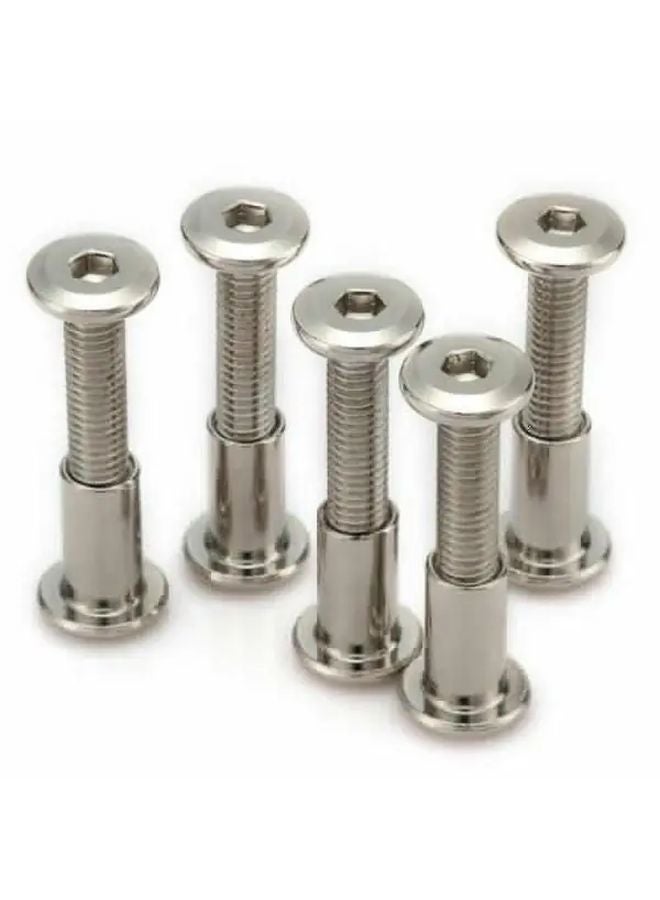 M6x12mm 20 Sets Nickel Plated Hex Bolts Nuts For Furniture Joint Connector - Image 2