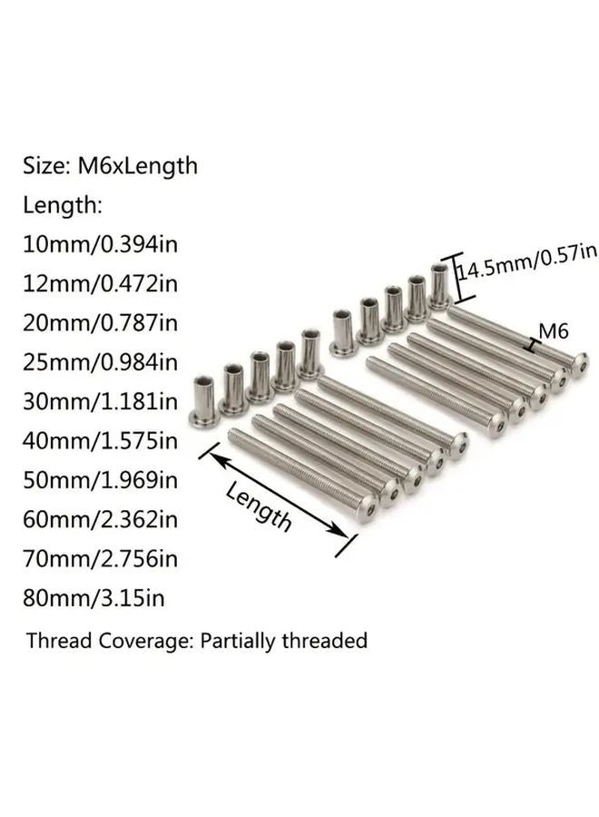 M6x12mm 20 Sets Nickel Plated Hex Bolts Nuts For Furniture Joint Connector - Image 3