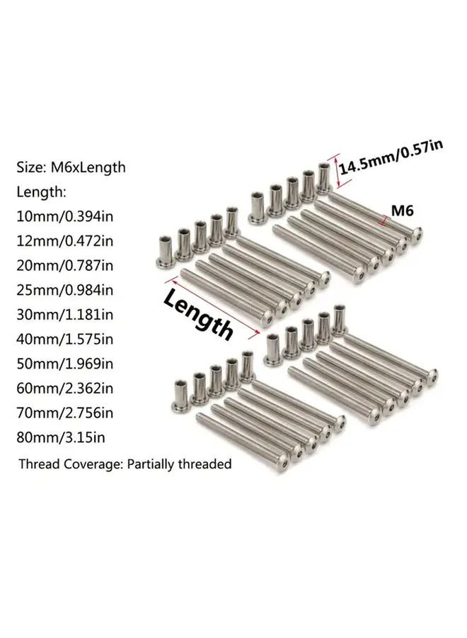 M6x12mm 20 Sets Nickel Plated Hex Bolts Nuts For Furniture Joint Connector - Image 1