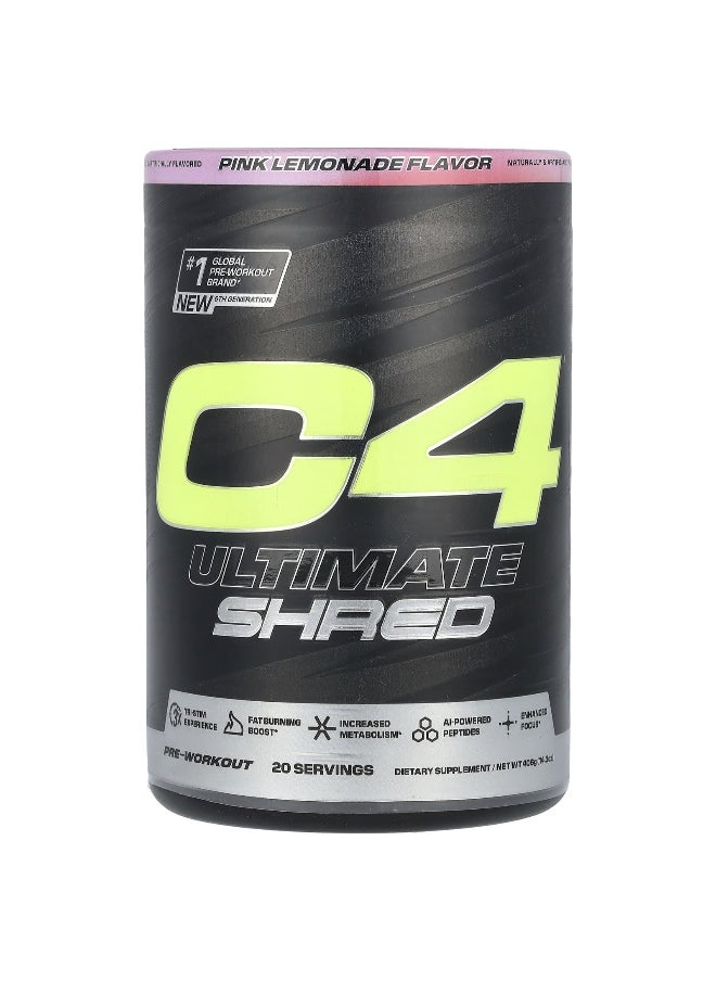 C4  Cellucor C4 / Cellucor, C4 Ultimate Shred, Pre-Workout, Pink Lemonade , 14.3 oz (406 g)  - Image 1