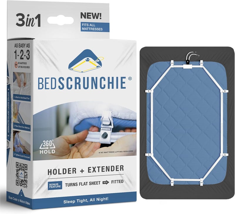 BED SCRUNCHIE Sheet Holder Straps - Heavy Duty Gripper Clips - Strengthened Parachute Cord - 360 Degree Bed Sheet Tightener - Strongest and Effective Extender - Fits All Mattress Sizes - Image 1
