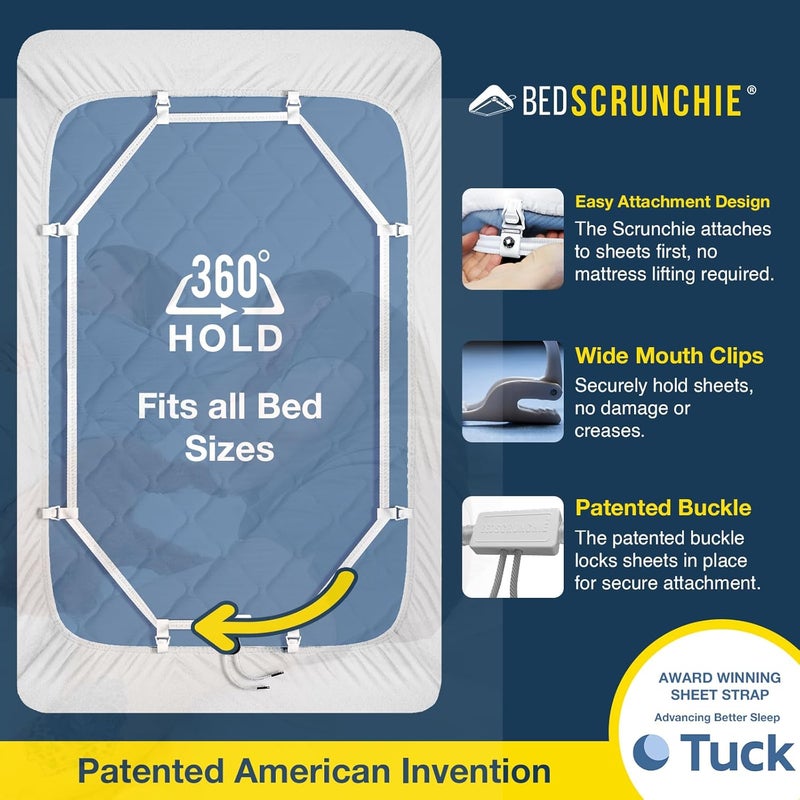 BED SCRUNCHIE Sheet Holder Straps - Heavy Duty Gripper Clips - Strengthened Parachute Cord - 360 Degree Bed Sheet Tightener - Strongest and Effective Extender - Fits All Mattress Sizes - Image 3