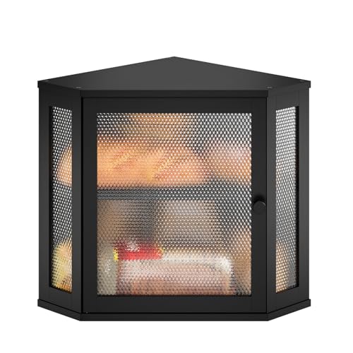 STDDRE Corner Bread Box Kitchen Countertop Extra Large Capacity Farmhouse Bread Box Corner Countertop Storage Double Layer Bread Holder Black Large - Image 1