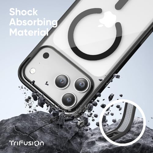 FLOLAB Surtect TriFusion Magnetic for iPhone 17 Pro Case Protective Slim Design Magsafe Compatible Military Grade Black Clear Black - Image 3