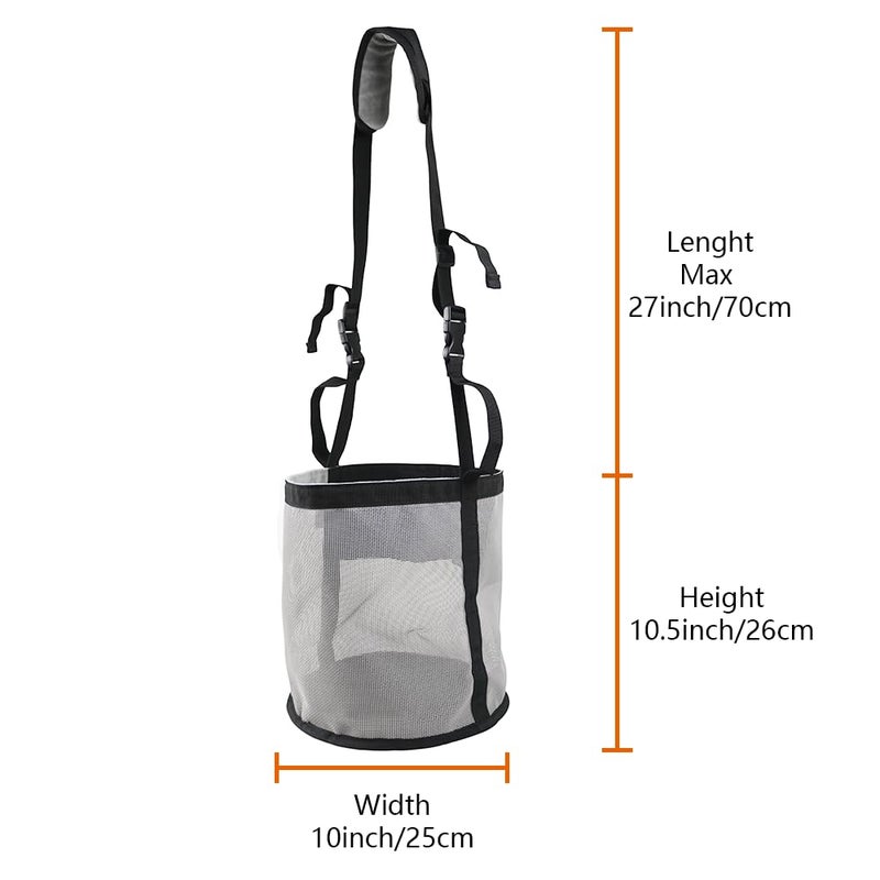 Kaulhp Horse Feed Bag,Heavy Duty Muzzle Feed Bag with Adjustable Strap,Comfort Neck Pad,Nose Pad and Double Waterproof Bottom Mesh Feed Bags for Horse Pack of 2 (Blue+Grey) - Image 2