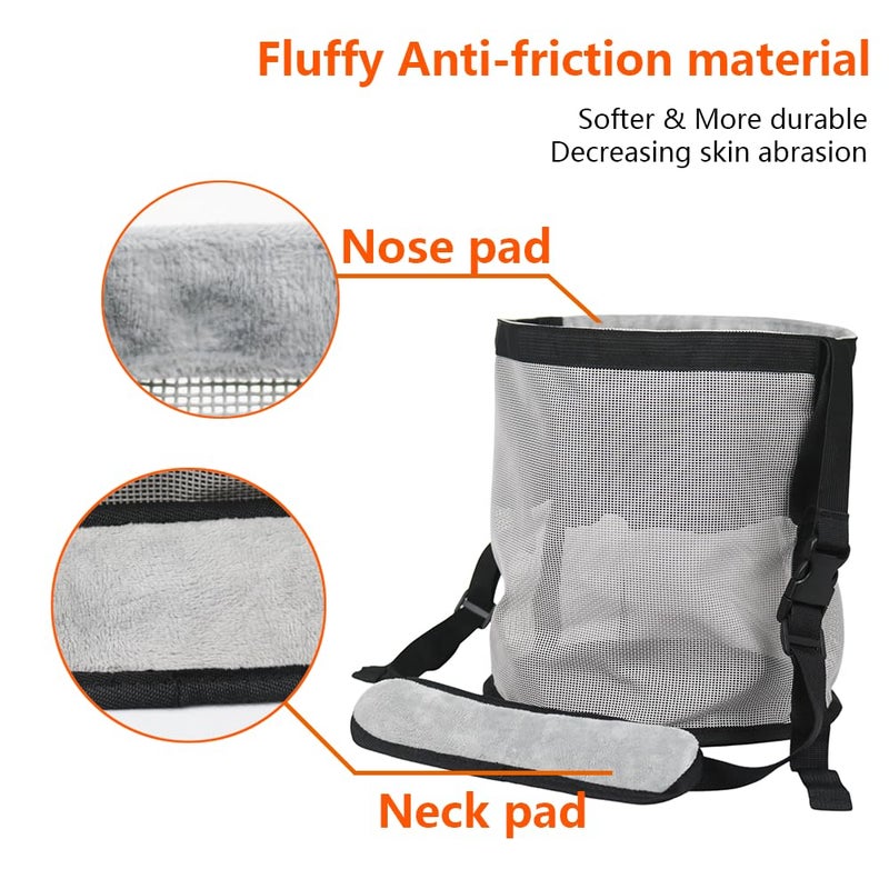 Kaulhp Horse Feed Bag,Heavy Duty Muzzle Feed Bag with Adjustable Strap,Comfort Neck Pad,Nose Pad and Double Waterproof Bottom Mesh Feed Bags for Horse Pack of 2 (Blue+Grey) - Image 4