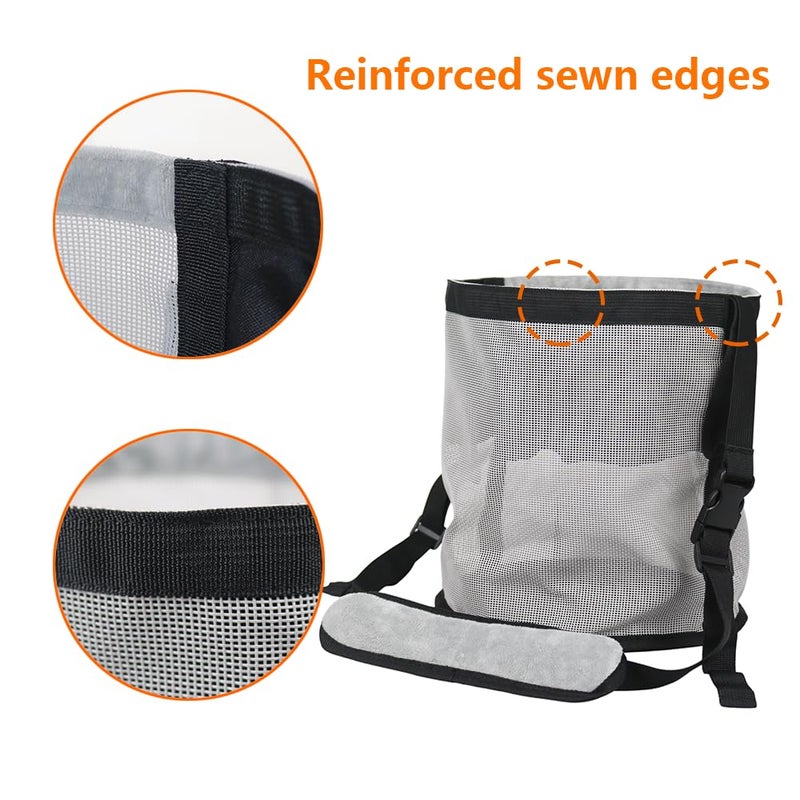 Kaulhp Horse Feed Bag,Heavy Duty Muzzle Feed Bag with Adjustable Strap,Comfort Neck Pad,Nose Pad and Double Waterproof Bottom Mesh Feed Bags for Horse Pack of 2 (Blue+Grey) - Image 5